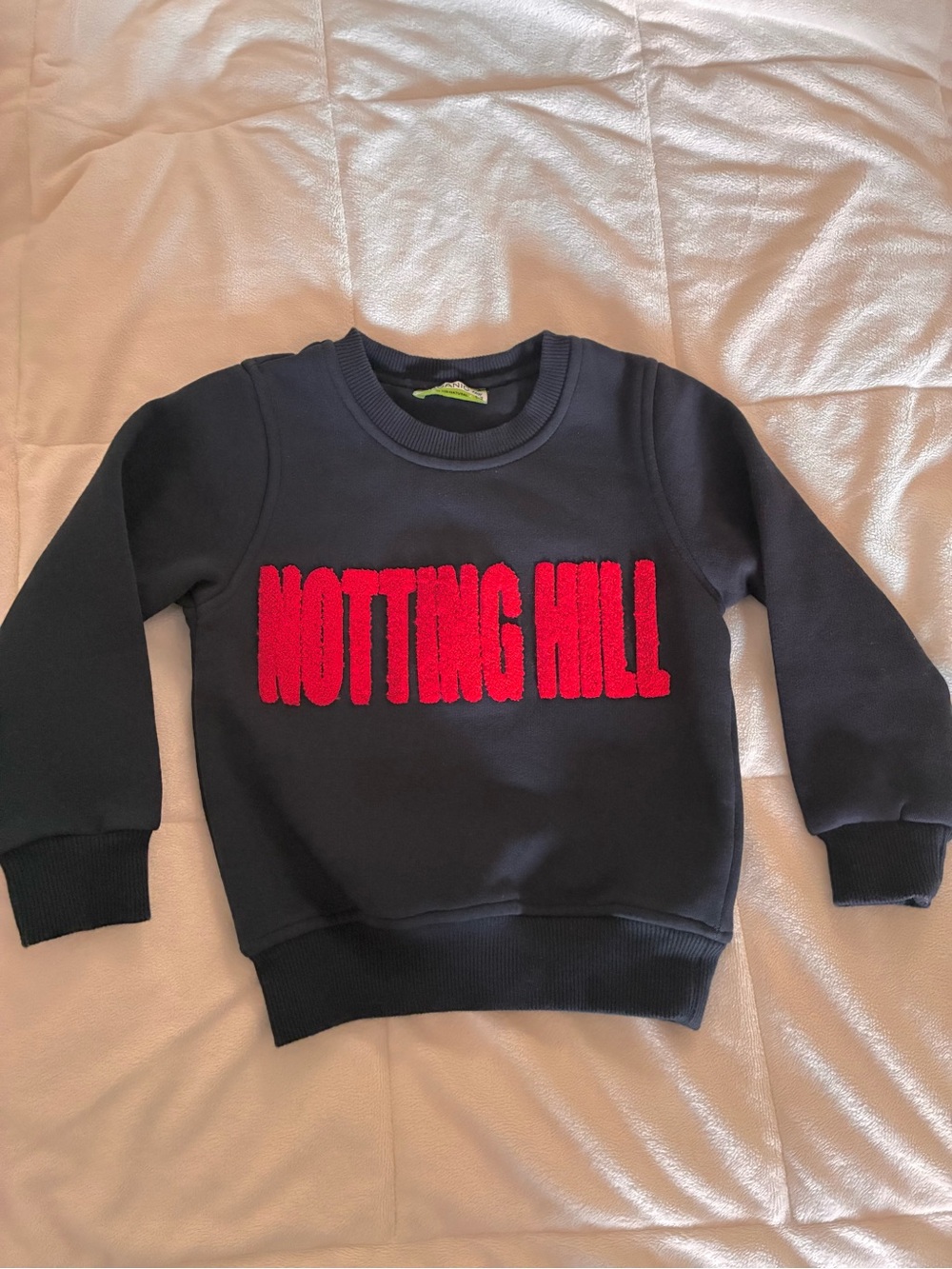 Organic Hill Notting Hill Toddler Crew Sweatshirt-Navy with Red textured letters